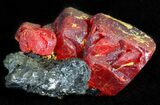 Realgar Crystals on Sphalerite - Peru #45739-3